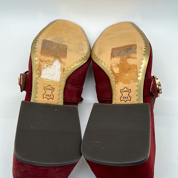 Tory Burch Maroon Raspberry Red Block Heel Tess Loafer Shoes **Size 6** - Picture 6 of 6